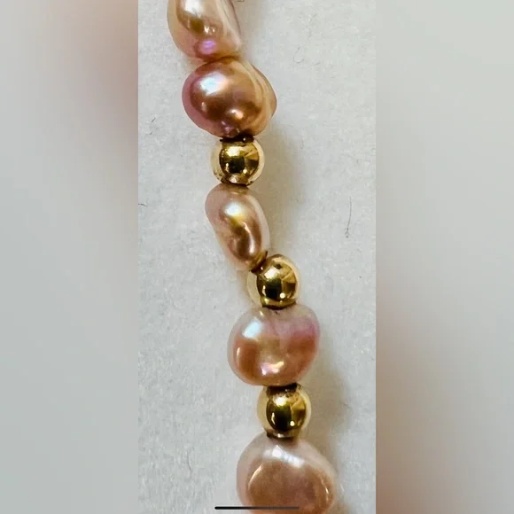 Graduated Pink Freshwater Cultured Pearl Torsade Necklace in 750 Gold. 💓 - Picture 8 of 11